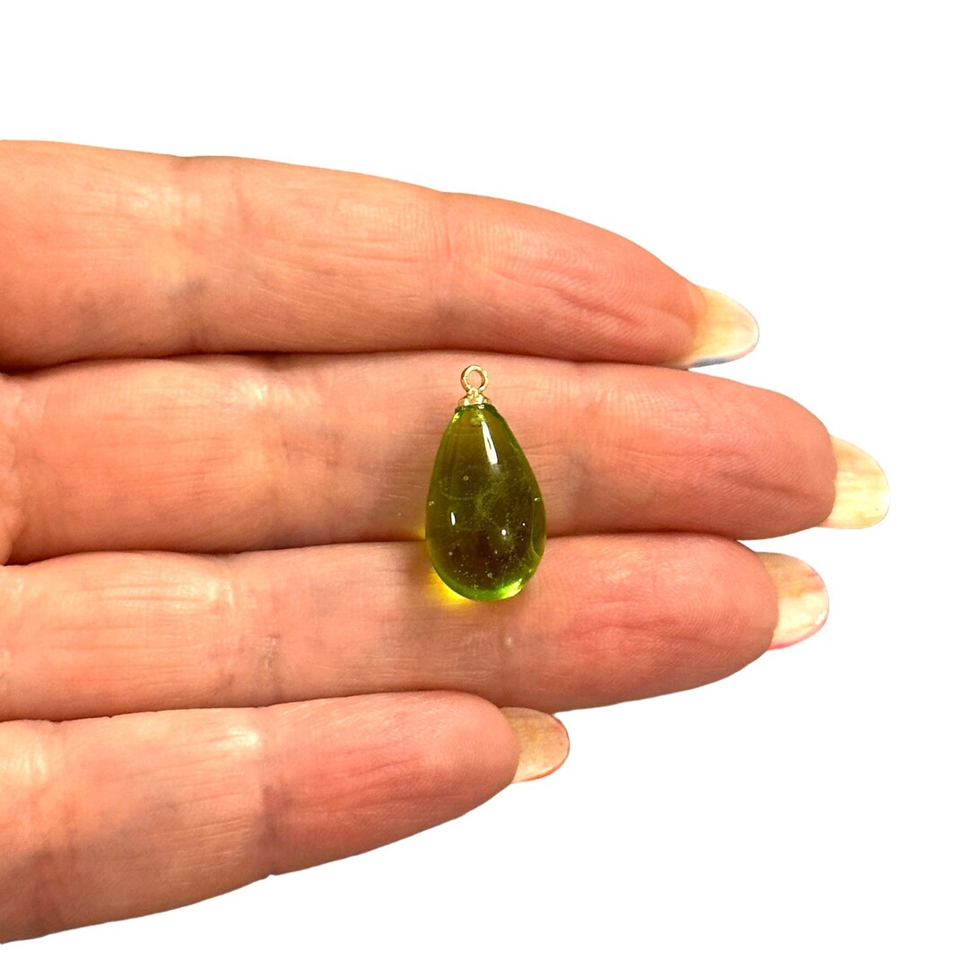 Hand Made Murano Glass Drop Charm With 24kt Gold Plated Pin Etsy