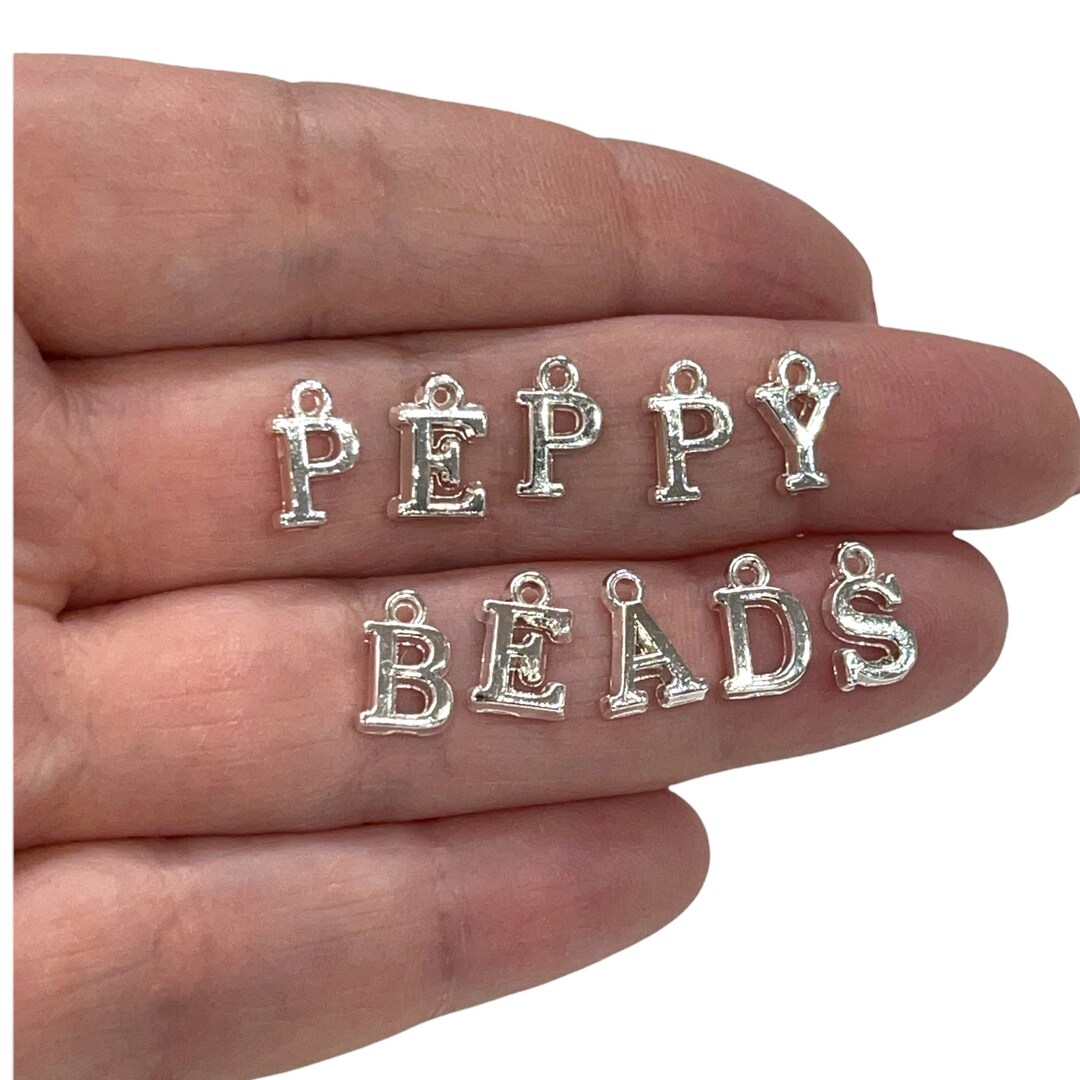 Silver Plated Initial Charms - Etsy