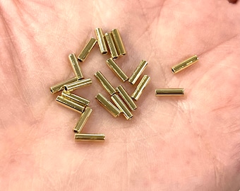 Tubos espaciadores de 7 mm chapados en oro de 24 kt, tubos espaciadores de oro, 20 piezas en un paquete