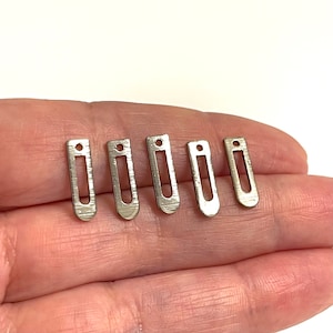 Silver Plated Brushed Tag Charm, 5 pcs in a pack