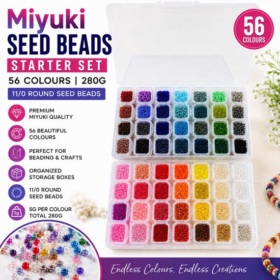 Miyuki Seed Beads Starter Set, 56 Colours 280 Gr 11/0 Round Seed