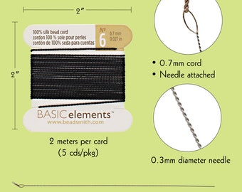 Silk Thread, 100% Silk Bead Cord With Needle, 2 MeterX0.7mm/0.027 in-CHSBK06