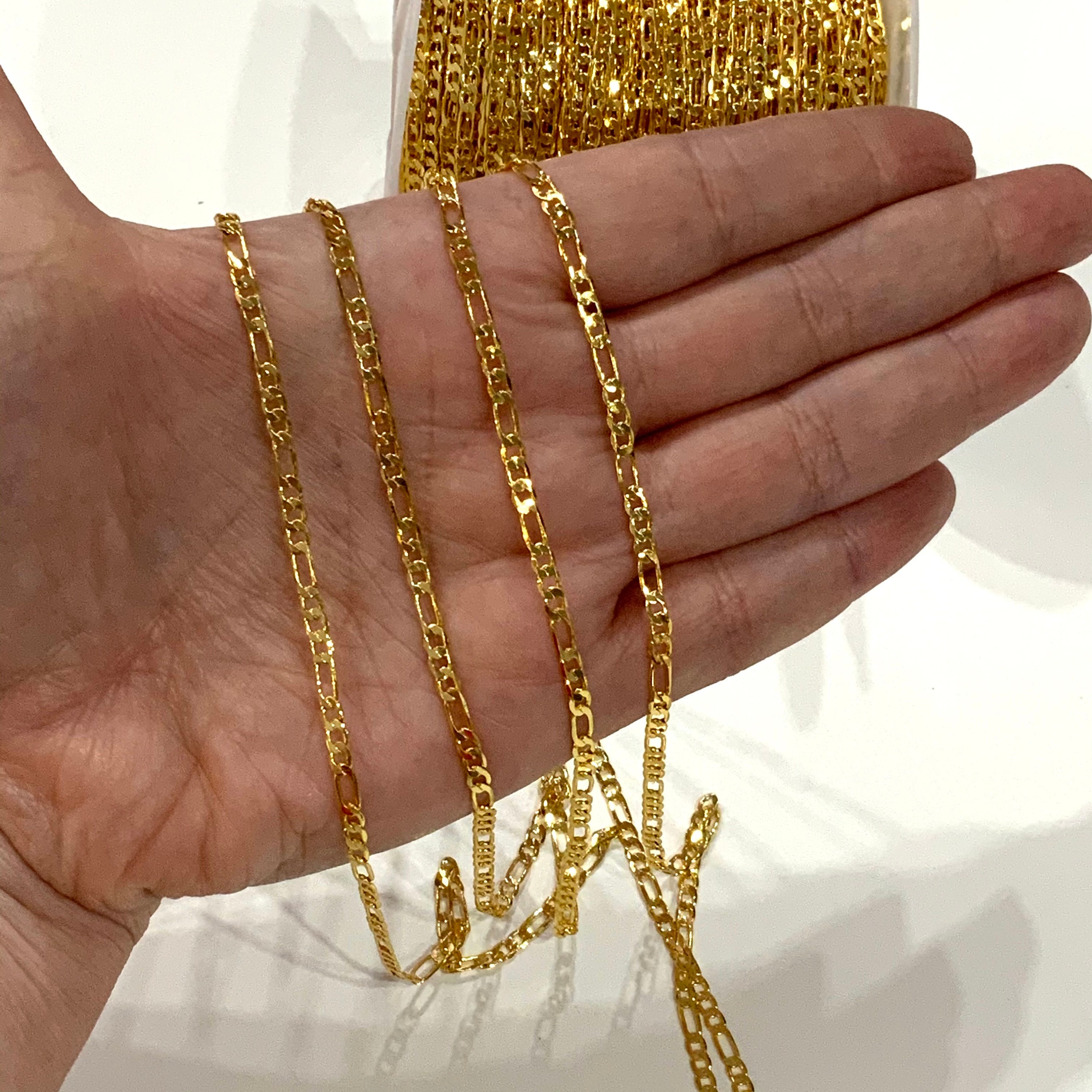 12-Piece Wholesale Lot: 3mm Italian Figaro Link Chains - 14k Gold Plated, Lengths 18"-30"