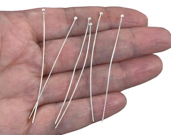Silver Plated Ballpoint Pins, Ball Headpins, 0.6mm  by 60mm, Silver Plated Brass Ball Head Pins