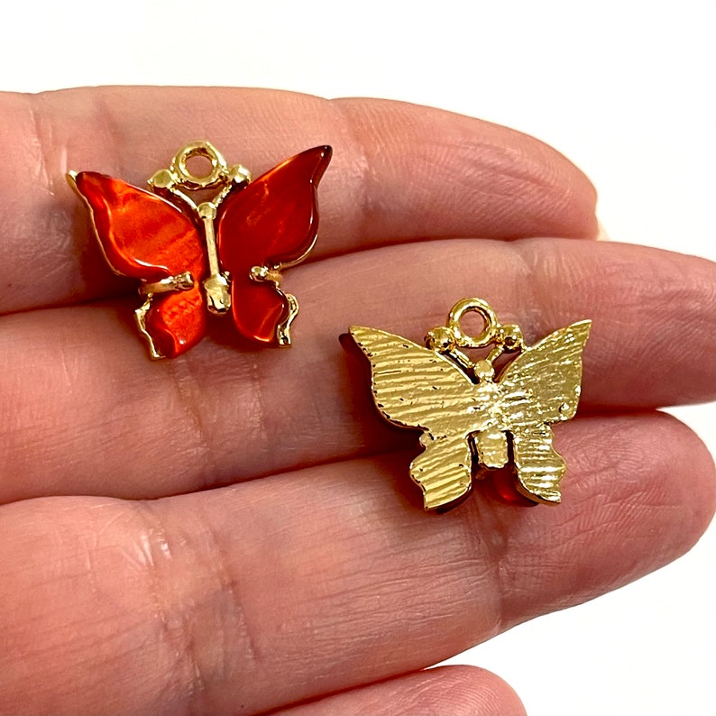 20x16mm 24Kt Gold Plated Brass Hand Made Resin Butterfly Charms