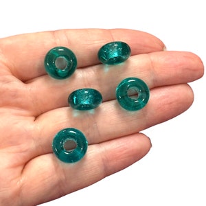 Murano Glass Rondelle Beads 5mm Hole, Handmade Lampwork Jewelry Beads, Colorful Custom 5 Pc Pack for Necklace & Bracelet Making