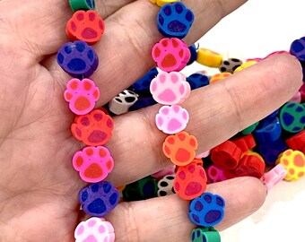 10mm Polymer Clay Paw Print Charms,10 Beads in a Pack