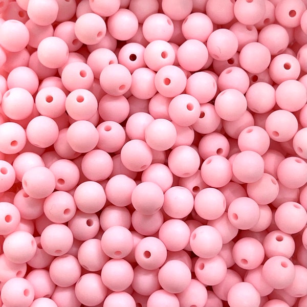 Perles acryliques de 10 mm, perles acryliques roses, pack de 50 gr - environ -95 perles