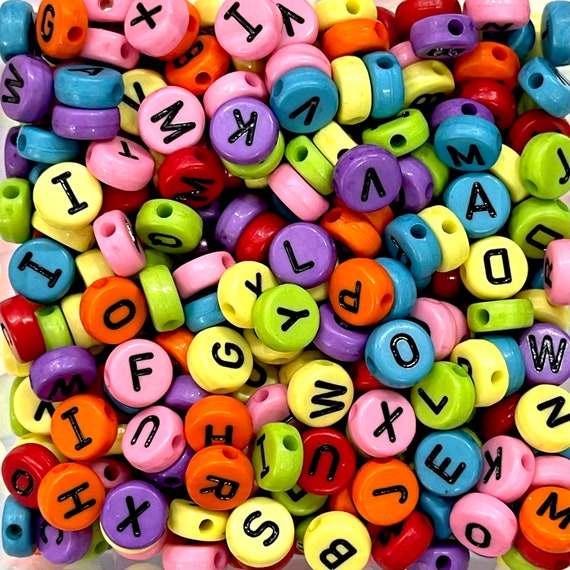 10mm Acrylic Flat Round Colorful Letter Beads for Jewellery Making,250  Beads Pack 