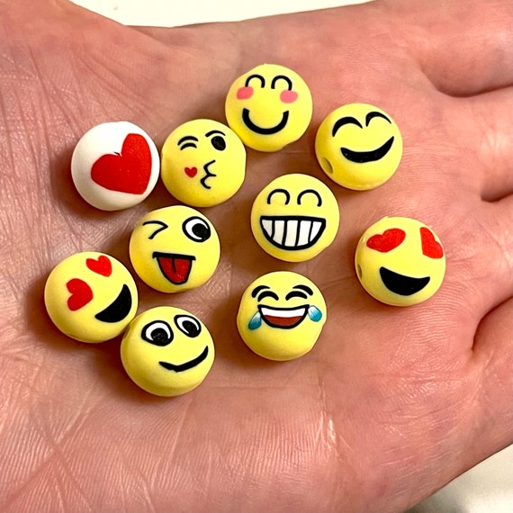 12mm Polymer Clay Emoji Charms 12mm Smiley Face Spacers. 10 Etsy