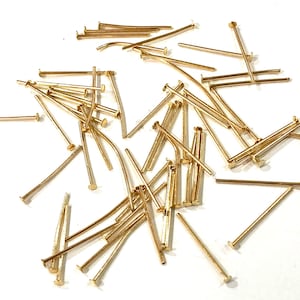 30mm 22Kt Gold vergoldet Messing Kopfnadeln, 0,8 mm von 30 mm, 30mm Messing Kopf Stifte