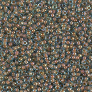 Miyuki Rocailles 15/0, 0351 - Peach Lined Aqua Luster, 10 Gr