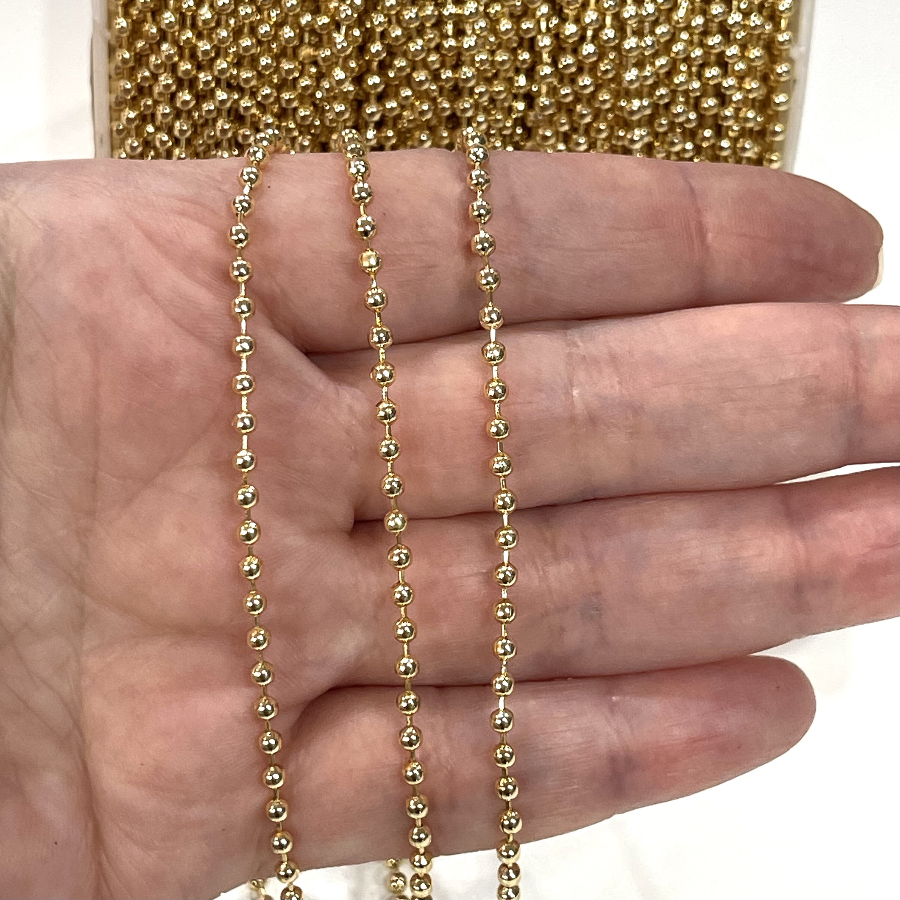 Gold Plated Ball Chain 2mm Gold Ball Chain