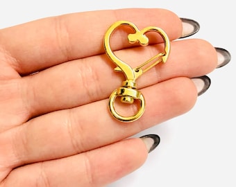 24Kt Gold Plated Heart Shape Large Swivel Lobster Clasp