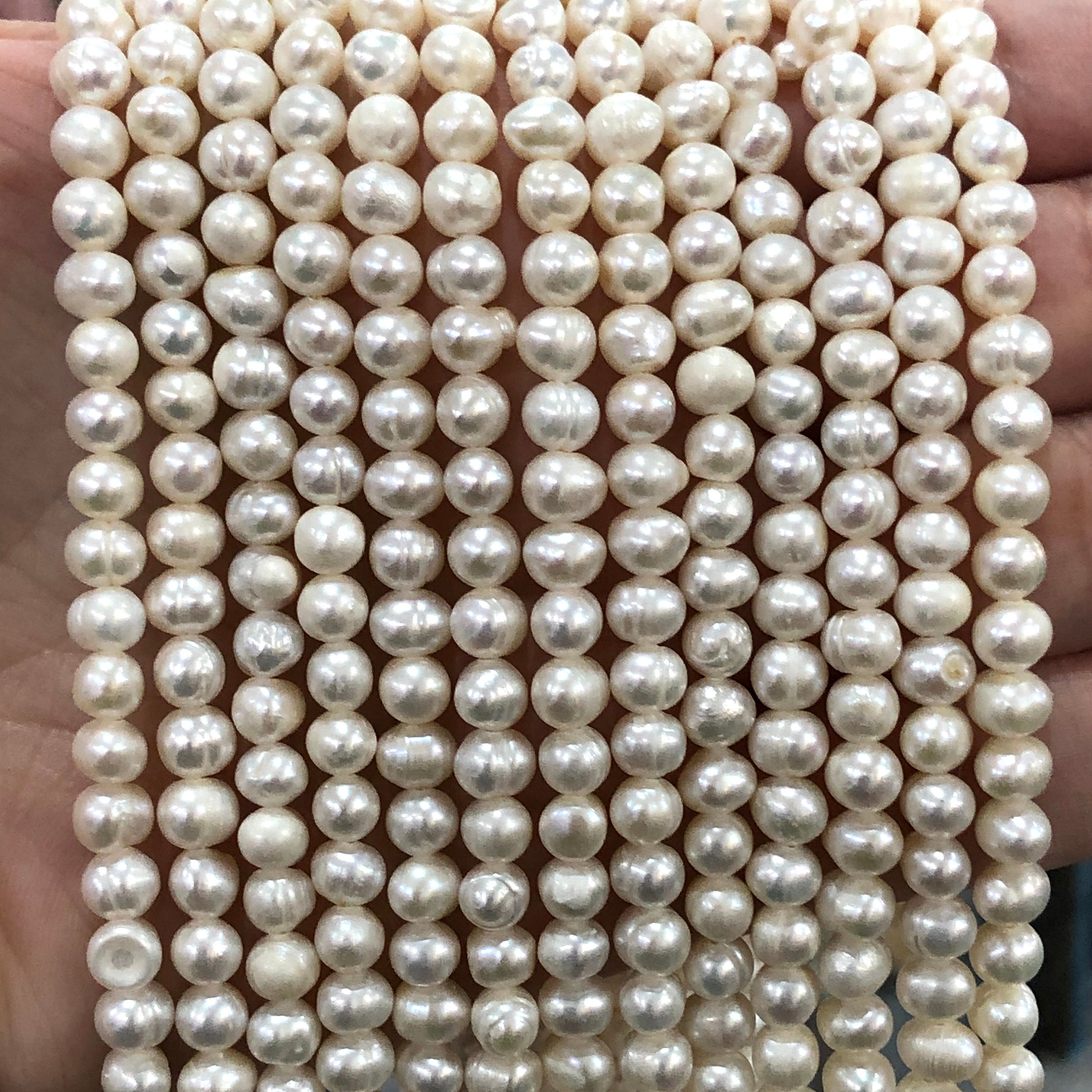 Lot 10 4mm-6mm White Freshwater Potato Irregular Pearls Loose Gemstones Beads 