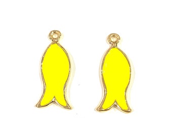 24Kt Gold Plated Enamelled Lucky Fish Charms, 2 pcs in a pack