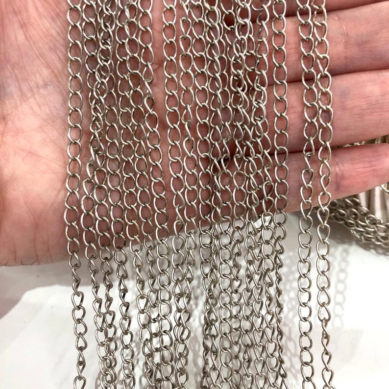Matte Silver Plated Chain Belcher Chain 4x5mm Silver Chain Silver Plated Bracelet Chain Rolo Chain Silver Chain Necklace Chain
