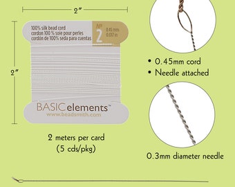 Silk Thread, 100% Silk Bead Cord With Needle, 2 MeterX0.45mm/0.017 in-CHSWH02