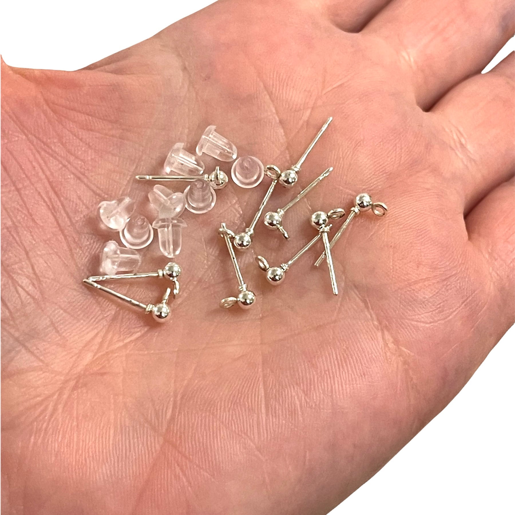1 Pair Bag of 3 mm Silver Ball Earring Post