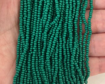 Preciosa  Seed Beads 11/0 Rocailles-Round Hole,Beads,Seed Beads-53240 Opaque Dark Green-PRCS11/0-53