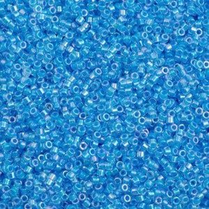 Miyuki Delica 11/0 DB0076 - Lined Lt. Blue AB, Miyuki Delica Beads,5 Gr Pack