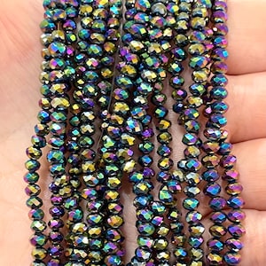 3mm Crystal rondelle beads strand 125 pcs, PBC3C39