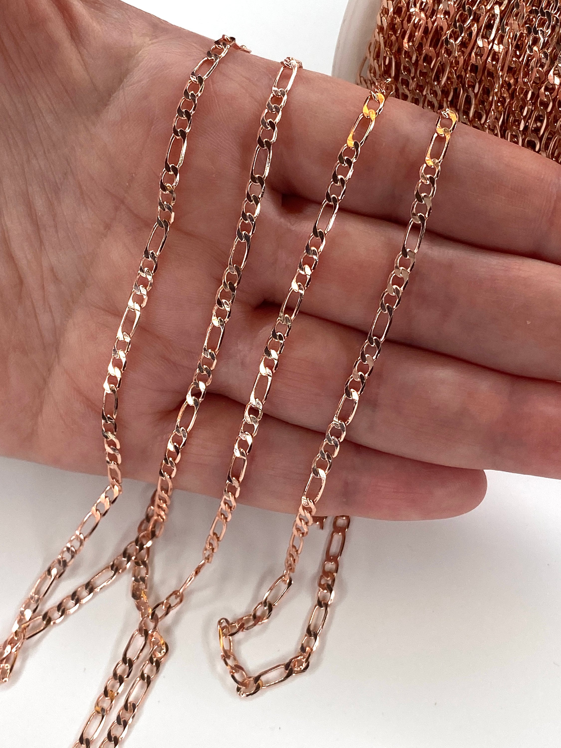 Rose Gold Plated Figaro Chain 3mm Rose Gold Figaro Chain Etsy