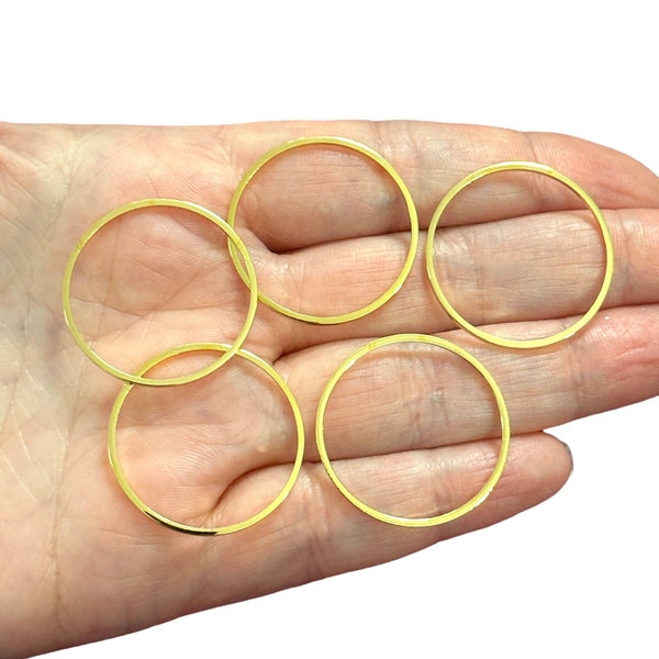 Anelli connettori da 28 mm placcati in oro 24Kt, anelli chiusi in oro da 28 mm, confezione da 5 pezzi