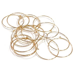 6 st, 24Kt guldpläterade örhängen, 30 mm, guldörhängen, örhängesämnen,