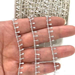 Silver Plated Brass 1.5mm Soldered Chain With 6mm Drops, 3.3 Feet, 1 Meter