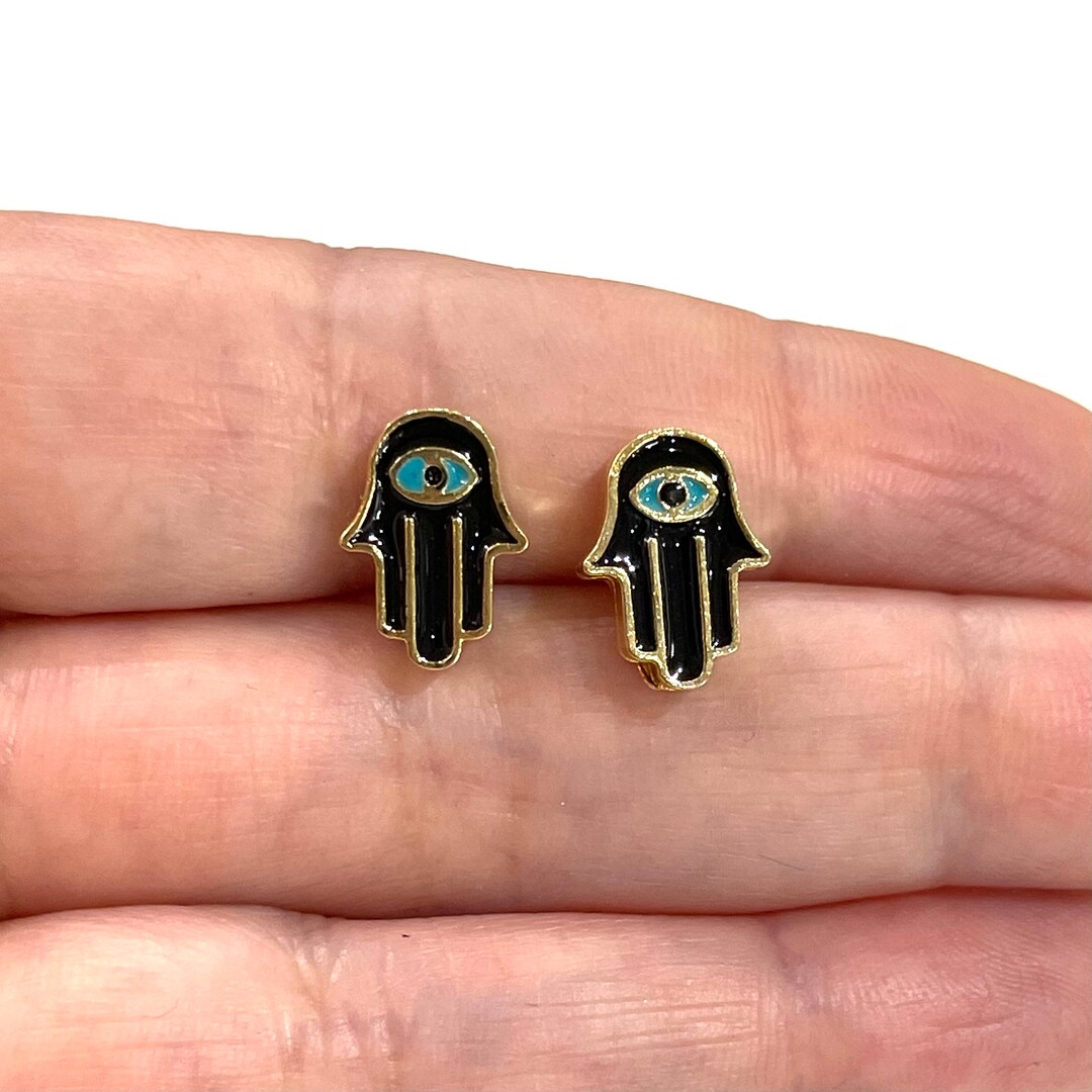 24kt Gold Plated Enamelled Hamsa Charms 2 Pcs in a Pack Etsy UK