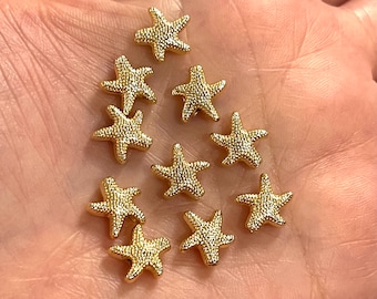 Breloques d'espacement étoile de mer plaquées or 24 carats, 10 pièces dans un paquet