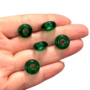 Handmade Murano Glass Rondelle Beads 5mm Hole, 5 pcs Pack for Jewelry Making, Colorful Lampwork Beads