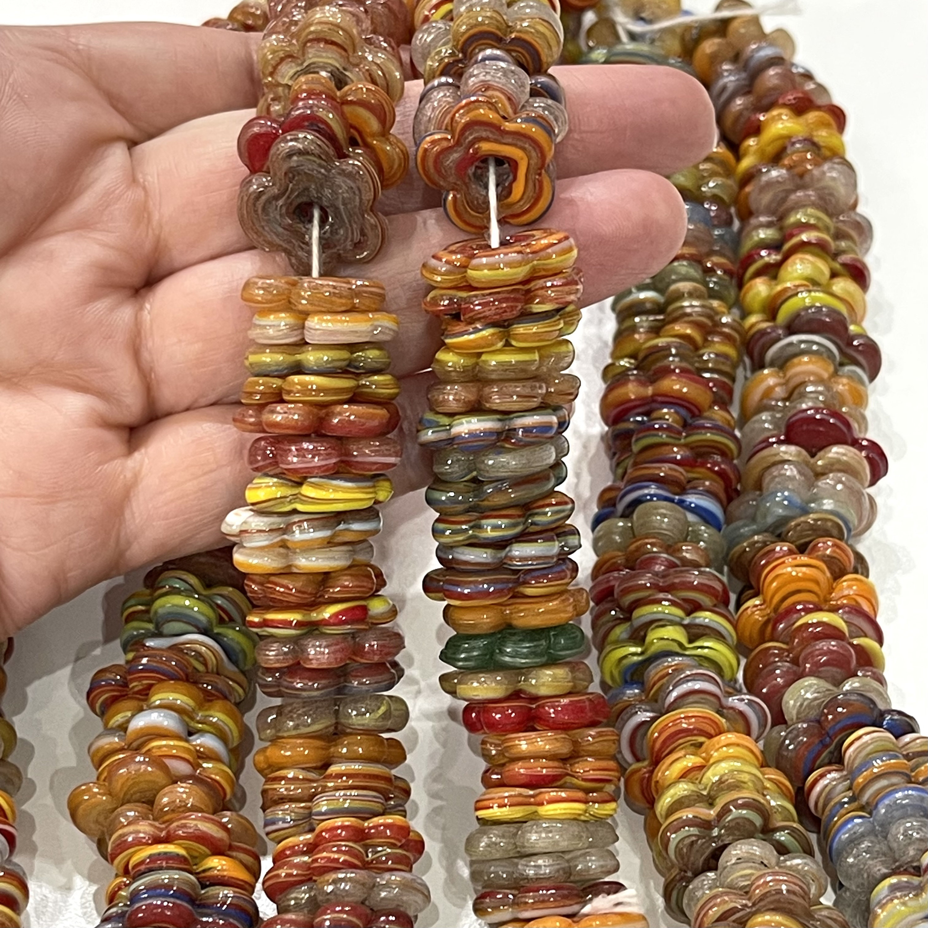 Hand Made Murano Glass Cylinder Beads, Large Hole Murano Glass