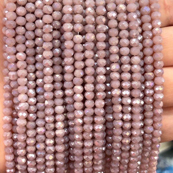 4mm Crystal faceted rondelle - 135 pcs -4 mm - full strand - PBC4C91,  Crystal Beads,Beads, glass beads, beads crystal rondelle beads