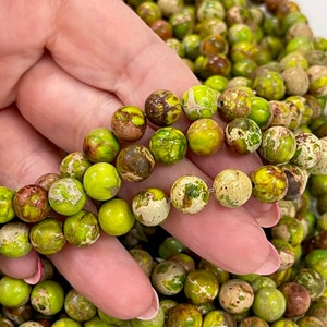 Natural Sea Sediment Jasper 8mm round bead ,47 beads per strand ,