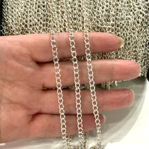 Silver Plated 5x3.5mm Gourmet Chain, Silver Plated Open Link Chain