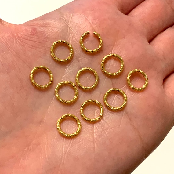 10mm Matte Gold Plated Ring Charms 10mm Gold Rings 10 Pcs in a