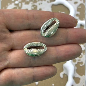 Silver Plated Cowrie Shell Charms, 2 pcs in a pack