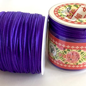 Lila Rattail Kordel, Kumihimo Kordel, Satin Seide Kordel, Satin Nylon Kordel, Makramee Knoten DIY, Perlenschnur, Fadenkordel, 1.5mm