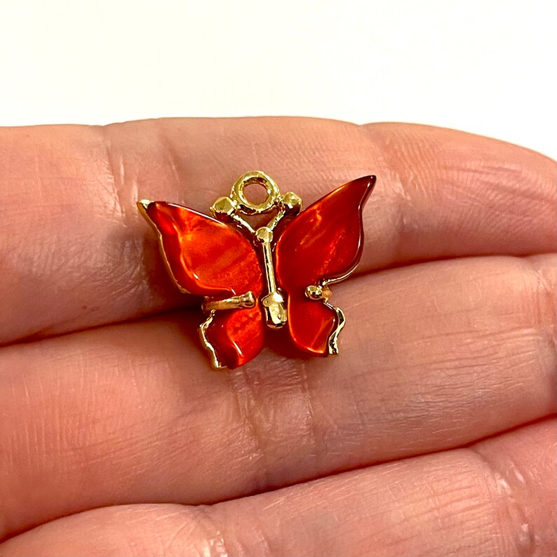 20x16mm 24Kt Gold Plated Brass Hand Made Resin Butterfly Charms