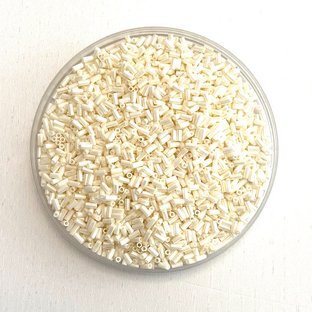 Miyuki Bugles Size 3mm 0594 Cream Ceylon 10 Grams. Cream Bugles 3mm