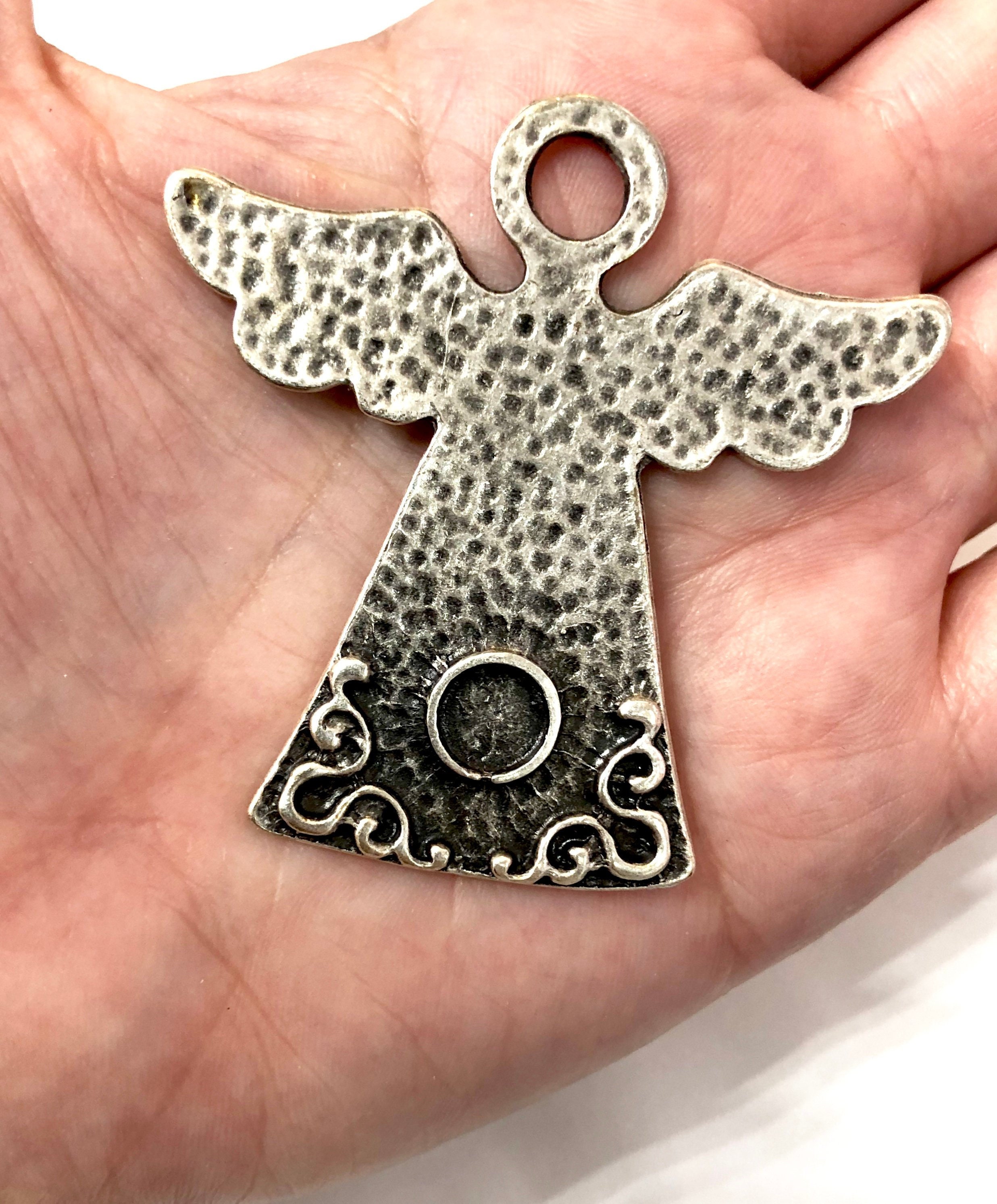 Silver Angel Pendant, Large Silver 