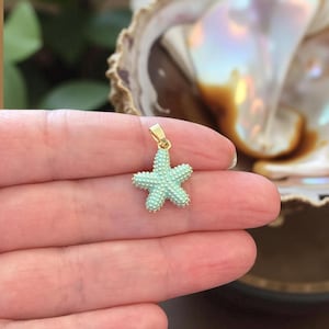 24Kt Gold Plated Mint Green Enamel Starfish Charm