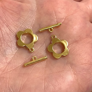 2 Sets 24Kt Shiny Gold Plated Toggle Clasps,