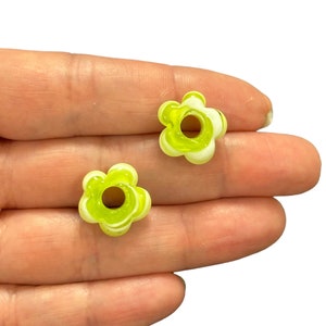 Ciondoli a forma di fiore in vetro di Murano fatti a mano con fori da 5 mm, 2 pezzi in una confezione