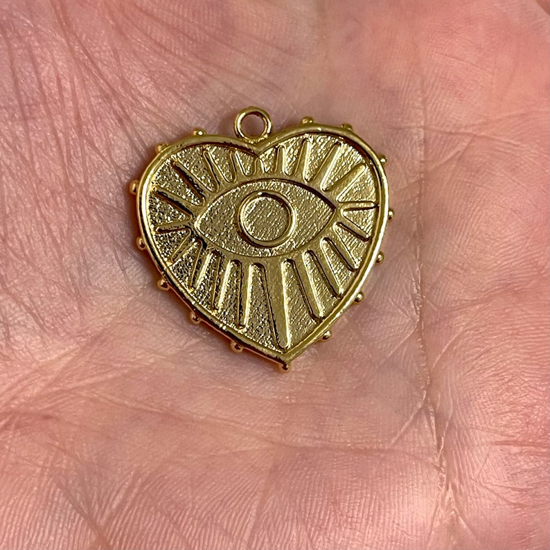 24Kt Shiny Gold Plated Brass Heart Pendant Gold Heart Pendant With Eye