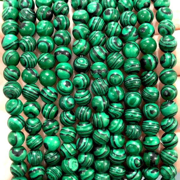 Malachite beads  6MM Size ,65 Beads Malachite Round Beads, Smooth Round Malachite Beads