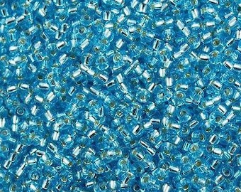 Miyuki Seed Beads 8/0 Silver Lined Aqua , 0018