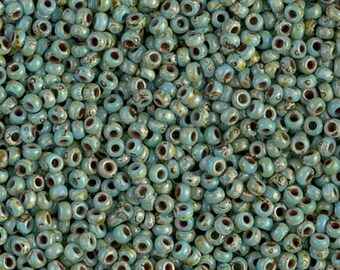 Miyuki Seed Beads 8/0 Picasso Opaque Seafoam Green, 4514-NEW!!!